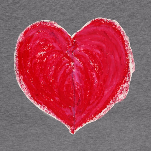 Red Heart Drawn With Oil Pastels On Paper by CrysOdenkirk